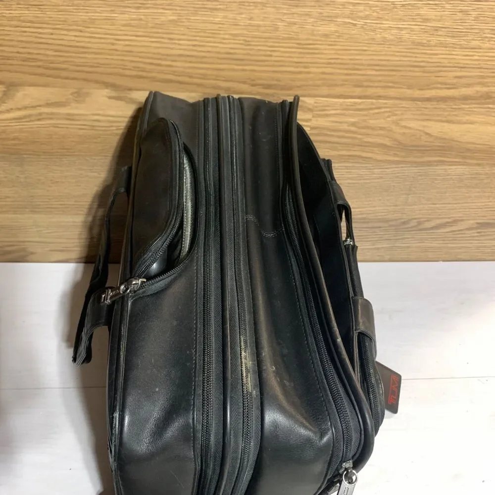 Tumi Leather 2-Wheeler Expandable Leather Laptop Briefcase #96003D4 Black